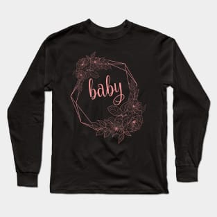 Baby Little Sis cute pink typography for big sister gift for younger sister brother Long Sleeve T-Shirt